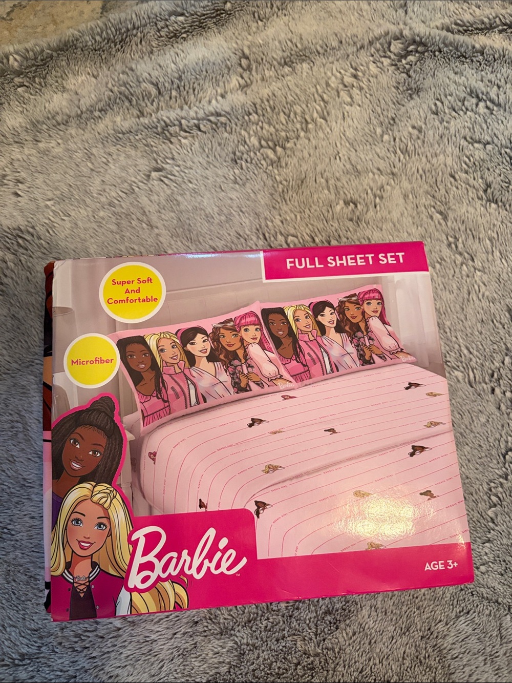 Barbie Pink Full Sheet Set with Character Print